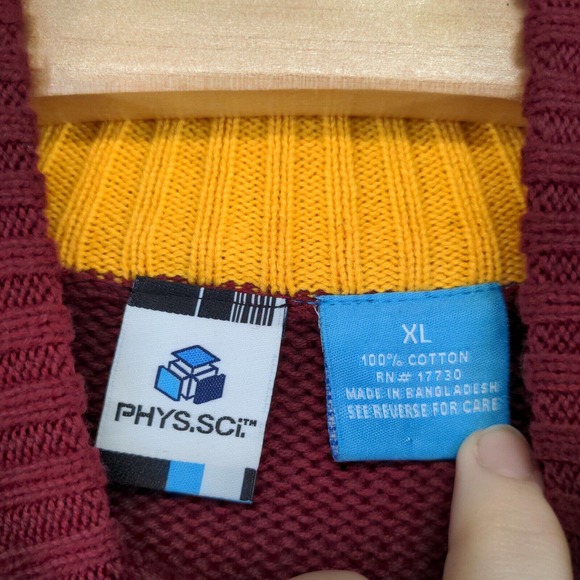 Phys. Sci. Men's Cable Knit Pullover Sweater Red XL Mock Neck Cotton - Picture 8 of 11